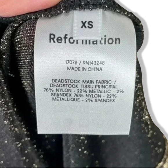 Reformation Rahm Ruched Puff Sleeve Midi Dress in Bronze Sparkle | Size XS - Picture 8 of 16